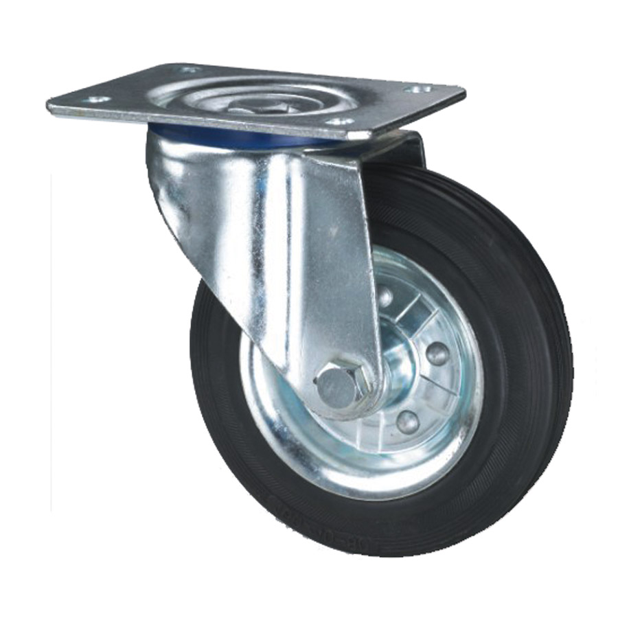 Ruedas resistentes con placa de acero y ruedas de goma duraderas para carros de transporte